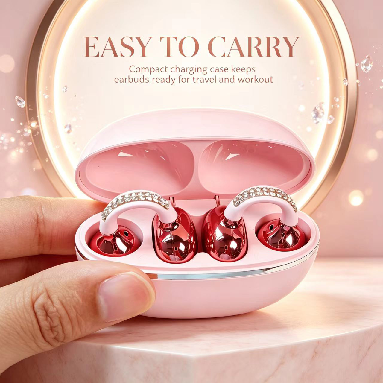 Sleep Mask Headphones Bluetooth - Rhinestone Open Ear Clip Wireless Earbuds