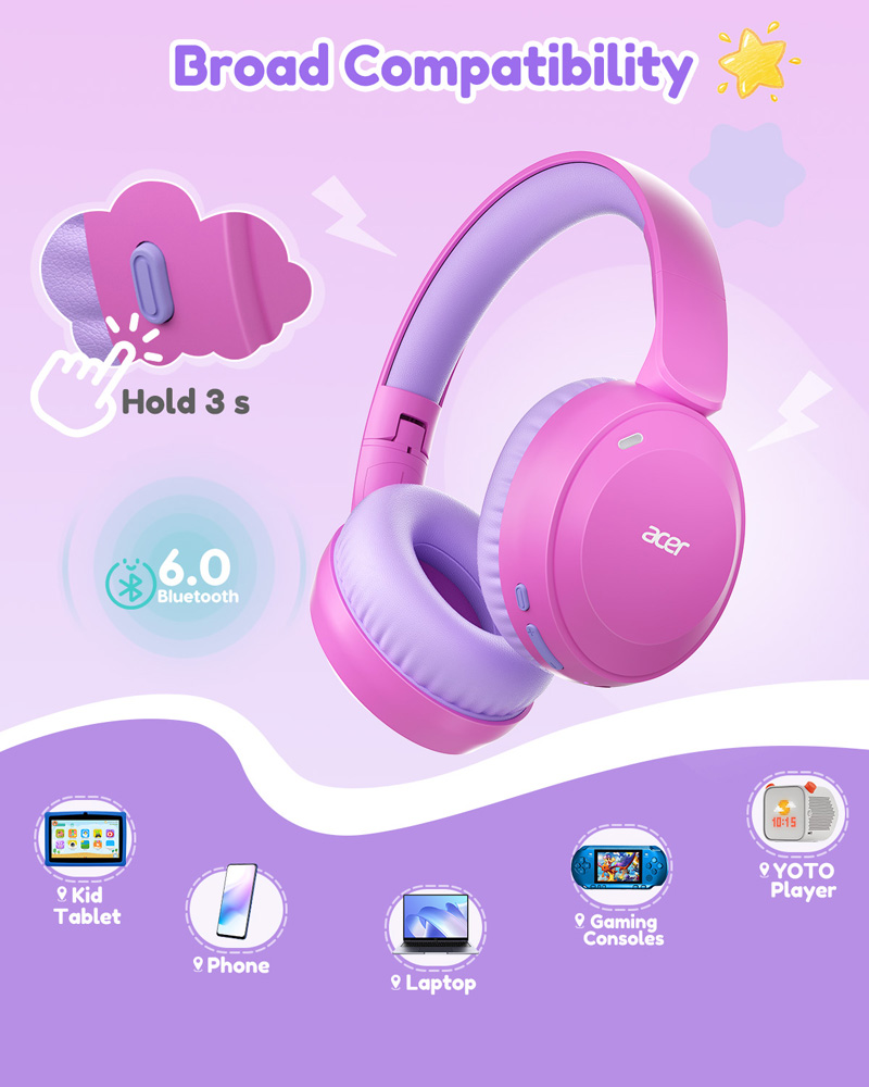 Acer OHR668 Kids Bluetooth 6.0 - đánh giá và giá Anc Wireless Over Ear Headphones