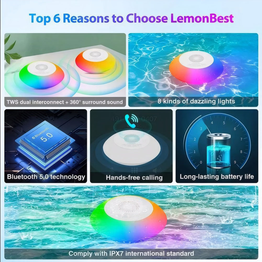 Floating Pool Speaker with Col - đánh giá và giá Portable Bluetooth Speaker Waterproof Ipx7