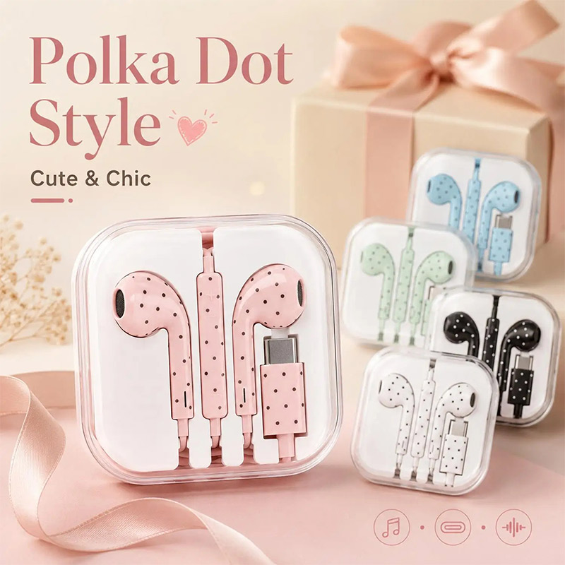 Cute Polka Dot Type‑c Wired Ea - đánh giá và giá Type C Wired Earphones With Mic