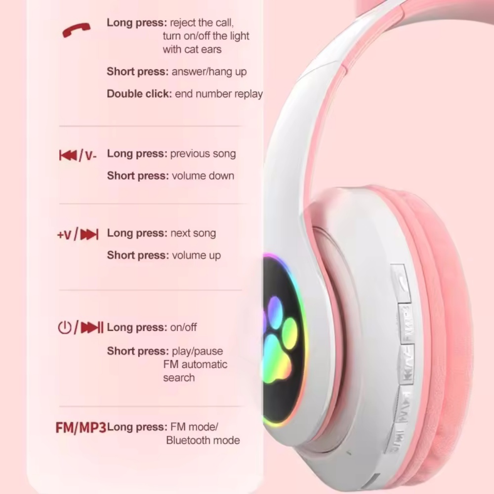 Cute Cat Ear Wireless Headset  - đánh giá và giá Cat Ear Bluetooth Headset Led