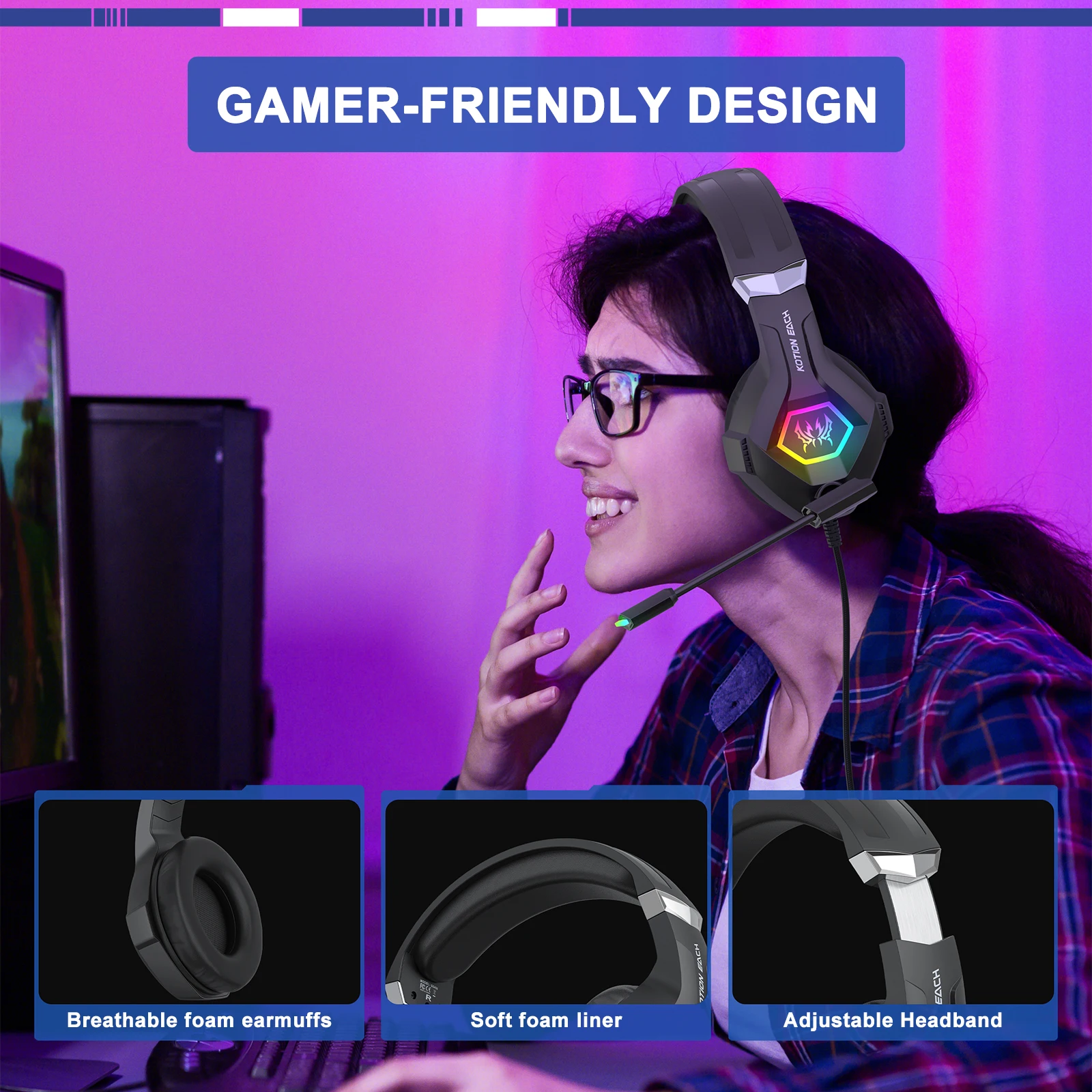 Wired Gaming Headset with 7.1  - đánh giá và giá Gaming Headset With Mic Rgb
